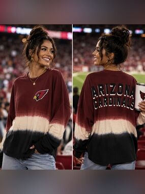 🆕 Fanatics Arizona Cardinals Ombre Long Sleeve Spirit Jersey NWT Women’s Large